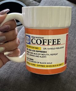 BigMouth Inc. Prescription Coffee Mug - Large Funny Prescription Coffee Cup - Unique Pharmacy Gifts - Hilarious Novelty and Gag Gifts for Doctor - Dishwasher-Safe Ceramic Pill Bottle Coffee Cup - 12oz White 25 71QTzwk7cvL