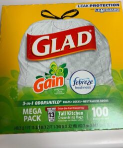 Glad ForceFlex Tall Kitchen Drawstring Trash Bags, 13 Gal, 100 Ct (Package May Vary) 56 71QW7BxBPxL
