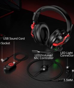 Tatybo Gaming Headset with 7.1 Surround Sound for PC PS4 PS5, USB & 3.5mm PC Headset with Noise Cancelling Microphone, Gaming Headphones for Switch Laptop Xbox one Black and Red 30 71QXsiEzp1L 1