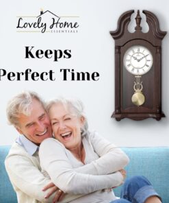 Pendulum Wall Clock Battery Operated - Hanging Grandfather Wall Clock with Pendulum - Quiet, Wood Pendulum Clock - Wooden Pendulum Wall Clock for Living Room Decor, Office & Home Décor Gift 23.5x9 Dark Wood 25 71QYSpj7qPL 1