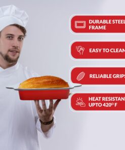 Boxiki Kitchen 9 x 5 Inch Non-Stick Silicone Bread Loaf Pan - Red, BPA Free, Dishwasher Safe Silicone Loaf Pan 16 71QYikcYEaL