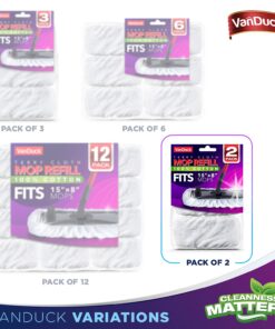 VanDuck 100% Cotton Pad Terry Cloth Mop Refills 15x8 inches, 2 Pack (Mop is Not Included) 2 Count (Pack of 1) 15 71QYyFXclJL