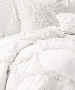 Lush Decor Avon Comforter Ruffled 3 Piece Bedding Set with Pillow Shams, King, White 19 71QaXn4s0lL