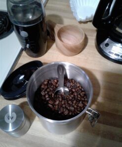 Coffee Gator Stainless Steel Canister - Medium 16oz, Silver Coffee Grounds and Beans Container with Date-Tracker, CO2-Release Valve, and Measuring Scoop - Ideal Coffee Lovers Gifts for Her - 2 Pack Travel Silver 43 71Qar6z3izL