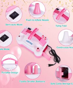 AGPtEK Electric Air Balloon Pump with Built-in Tying Tool, 110V 600W Pink and White Portable Dual Nozzle Inflator/Blower for Party Decoration-with Tying Tool on Handle 24 71QbRPIcO5L