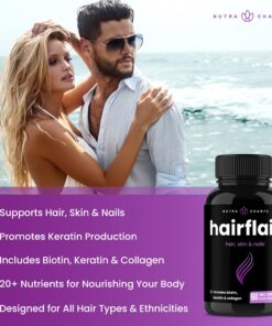 NutraChamps HairFlair | Hair Health Vitamins for Women | Biotin Vitamins for Hair Skin & Nails | Hair Health Supplement for All Hair Types with Biotin, Keratin, Collagen, Bamboo, Aloe & More 24 71QbVDA1HyL 1
