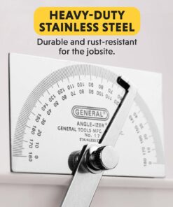 General Tools Angle Protractor #17 Stainless Steel Square Head - Measuring Tool for Carpenters & Woodworking Hobbyists Angle Finder 13 71Qbn8QmOL
