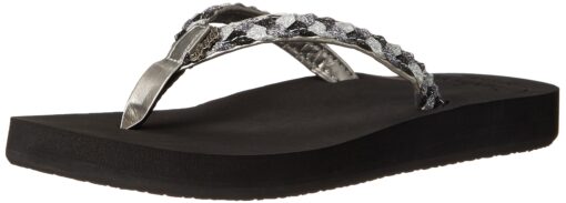 Reef Women's Twisted Star Cushion Rubber Flip Flop 6 Black Pewter