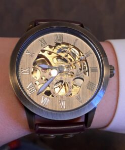 AMPM24 Men's Steampunk Mechanical Leather Bronze Skeleton Self-Winding Auto Wrist Wacth PMW198 26 71QcIMniwtL
