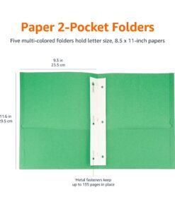 Amazon Basics Twin Pocket File Folders with Fasteners, 25-Pack, Letter, Assorted 12 71QcSfuCD0L