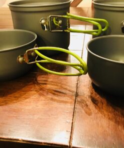 G4Free 2/4/13 PCS Camping Cookware Mess Kit Hiking Backpacking Picnic Cooking Bowl Non Stick Pot Knife Spoon Set Green 4 Pcs 34 71Qdt4P5lPL