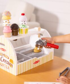 Melissa & Doug Wooden Scoop and Serve Ice Cream Counter (28 pcs) - Play Food and Accessories - Pretend Food Toys, Ice Cream Shop Toys For Kids Ages 3+ Scoop & Serve Ice Cream Counter 29 71Qeh n86mL 1