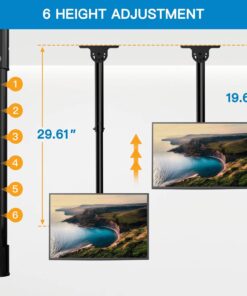 PERLESMITH Ceiling TV Mount for 26-65 inch Flat Screen Displays, Hanging Adjustable Ceiling TV Bracket Fits Most LCD LED OLED 4K TVs, Pole Ceiling Mount Holds up to 110lbs, Max VESA 400x400mm, PSCM2 20 71QghxCEr8L