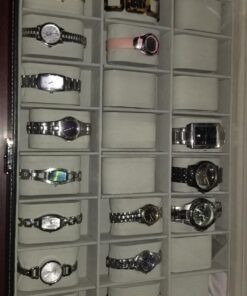 Watch Box Organizer Pillow Case 24 Slot Display Cases With Framed Glass Lid Elegant Contrast Stitching Sturdy and Secure Lock for Men Women Watch and Jewelry Large Holder Boxes 29 71QhFVg51oL