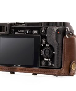 MegaGear "Ever Ready" Leather Camera Case – Easy to Install, Tripod and Peripheral Friendly Accessory – Compatible with Sony Alpha A6000, A6300 (Dark Brown) Dark Brown 25 71QjOPSphDL