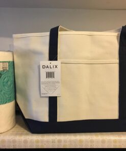 DALIX 23" Premium 24 oz. Cotton Canvas Shopping Tote Bag Navy Blue 32 71QkbYvn3WL