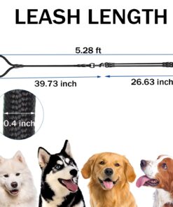 Heavy Duty 3 Dog Leash No Tangle Multiple Dog Leash Triple Dog Leash(30-200 Lbs) Double Dog Leash for 2 Dogs,360°Swivel 3 Way Dog Leash Interchangeable Two Dog Leash with Hand-Protected Handle L / For 20LBs - 150LBs Dogs Black 25 71QlUkrdPKL