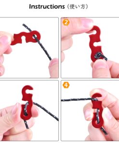 TRIWONDER Guyline Cord Adjuster Rope Tensioner Tent Guy Line Paracord Tightener Loop Alien Aluminum Alloy for Camping Hiking (Red - 12 Pack) Three Holes - Red (12 Pack) 9 71Qm7kj9ukL