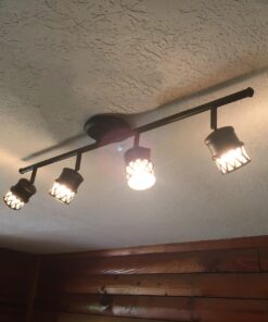 Globe Electric 59063 Norris 4-Light Track Lighting, Bronze, Oil Rubbed Finish, Champagne Glass Track Heads, Bulbs Included, 465 Lumen Without Dimmer 41 71QmGylH44L