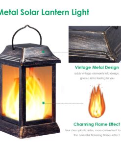 Alternative view of TomCare Solar Lights Metal Flickering Flame Solar Lantern Outdoor Hanging Lanterns Lighting Heavy Duty Solar Powered Waterproof LED Flame Lights for Patio Garden Christmas Decorations, 2 Pack (Bronze) Bronze