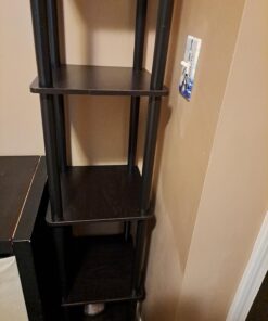 FURINNO Turn-N-Tube 5-Tier Corner Square Rack Display Shelf, Round, Espresso/Black Round Tube 32 71Qpb92AgL