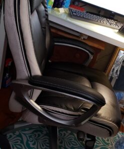 Serta Executive Office Smart Layers Technology Leather and Mesh Ergonomic Computer Chair with Contoured Lumbar and ComfortCoils, Black & White 49 71QrNUU7bjL