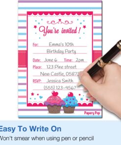 30 Cupcake Birthday Invitations with Envelopes (30 Pack) - Kids Birthday Party Invitations for Girls or Boys 7 71QrVbCsXL