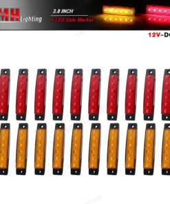 Alternative view of TMH Pack of 20 10 pcs Amber 10 pcs Red 3.8" 6 LED Side Marker Lights, Trailer Marker Lights, Rear Side Marker Lamp, Led Marker Lights for Trucks, Cab Marker, RV Marker light