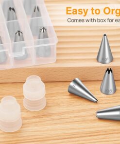 Kootek 32-Piece Piping Bags and Tips Set with 24 Icing Piping Tips, 2 Reusable Pastry Bags 12 Inch, Reusable Piping Icing Bags and Tips, Cake Decorating Kit for Frosting Cookie, Cupcake 29 71QsHuMN0wL