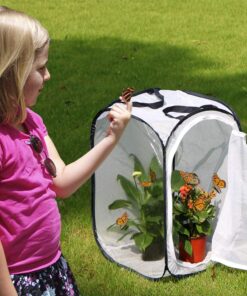 RESTCLOUD Insect and Butterfly Habitat Cage Terrarium Pop-up 23.6 Inches Tall White With Black 15.7 x 15.7 x 23.6 inches 20 71Qsj8yLk5L
