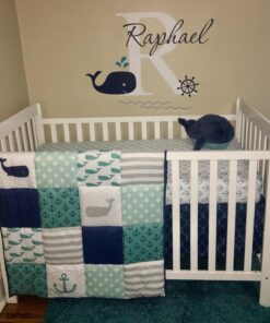 Decalzome Inc Personalized Whale Name Nautical Decor - Nautical Theme Nursery Wall Decals - Baby Shark Wall Decals Room Decor Stickers - Under The Sea Art Mural Vinyl Sticker - Baby Boy & Girl Decor 35 71QurvrJQDL 3
