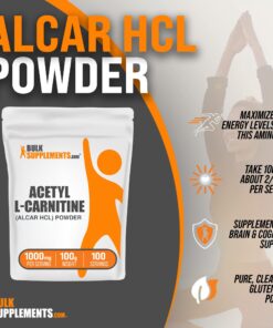 BulkSupplements.com Acetyl L-Carnitine Powder - ALCAR HCl, Carnitine Supplement, Acetyl L-Carnitine 1000mg - ALCAR Powder, Unflavored & Gluten Free, 1000mg per Serving, 100g (3.5 oz) 167 Servings (Pack of 1) 16 71QvjwNtb9L