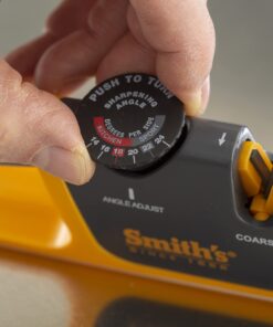 Smith's 50264 Adjustable Angle Knife Sharpener - Grey/Yellow - Adjustable Sharpening Angles - Repair, Restore & Polish Blades - 2-Stage Handheld Manual Sharpener - Hunting, Pocket & Serrated Knives 23 71Qw2J7DOOL