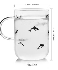 ELITEA Glass Mug with Handle Clear Cute Coffee Mugs Tea Cup with Dolphin Print 16.3oz 16.3oz Dolphin 16 71QwNsVd3L