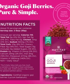 Navitas Organics Goji Berries, 16 oz. Bag, 15 Servings — Organic, Non-GMO, Sun-Dried, Sulfite-Free 1 Pound (Pack of 1) 13 71QybVhTWwL