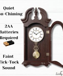 Pendulum Wall Clock Battery Operated - Hanging Grandfather Wall Clock with Pendulum - Quiet, Wood Pendulum Clock - Wooden Pendulum Wall Clock for Living Room Decor, Office & Home Décor Gift 23.5x9 Dark Wood 26 71Qzdgn1kbL 1