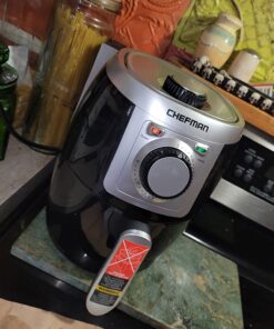 CHEFMAN Small, Compact Air Fryer Healthy Cooking, 2 Qt, Nonstick, User Friendly and Adjustable Temperature Control w/ 60 Minute Timer & Auto Shutoff, Dishwasher Safe Basket, BPA - Free, Black 2 Quart 35 71R Fvm9eSL 1