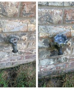 Danco Outdoor Faucet Water Spigot Handle | Hose Bibb Round Wheel Handle Replacement | Includes Screws | Metal (10006), Silver/Pewter Faucet Handle, 1-Pack 54 71R c5p8ycL