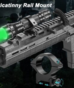 WINDFIRE Waterproof Green Light LED Coyote Hog Hunting Light Lamp Tactical Flashlight Torch with Pressure Switch and Rail Rifle Mount for Picatinny 21 71R drsGf7L