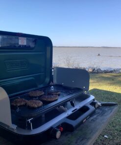 Coleman Classic 3-Burner Propane Camping Stove, Portable Camp Stove with 3 Adjustable Burners & Push-Button Instant Ignition, 28,000 BTUs for Camping, Tailgating, Grilling, BBQs, & More Green 36 71R2fT5hIL 2