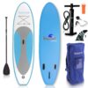 SereneLife Inflatable Stand Up Paddle Board (6 Inches Thick) with Premium SUP Accessories & Carry Bag | Wide Stance, Bottom Fin for Paddling, Surf Control, Non-Slip Deck | Youth & Adult Standing Boat Marine Blue 21 71R35wwR9sL