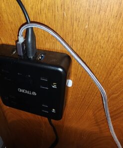 TROND Power Strip Surge Protector - Flat Plug Extension Cord, 8 Widely-Spaced Outlets, 4 USB Charger(1 USB C Port), 5FT Ultra Thin Cord, 1440J, Flat Wall Plug, Desk Charging Station for Travel, Black 5 FT-1 USB C 54 71R3HOp26ZL