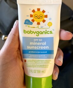 Babyganics SPF 50 Travel Size All Mineral Baby Sunscreen Lotion | UVA UVB Protection | Water Resistant, 2 Fl Oz (Pack of 4) Packaging may vary 2 Fl Oz (Pack of 4) 23 71R3S3 vYiL
