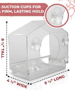 Wild Birds of Joy Bird House Window Bird Feeder with 4 Super Strong Suction Cups & Locking, Sliding Seed Tray, Extra Large, Clear Acrylic, Outdoor Bird Feeders, Outside View of Cardinal and Blue Jay 18 71R3hccQWOL 1