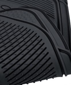 BDK M783 DuraChannel Heavy Duty Rubber Car Floor Mats Liner for Auto - All Weather 3 Piece Set Front & Rear, Fits Car Truck SUV Van, Universal Trim to Fit Black 33 71R4Dx5oBL