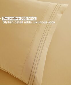 Nestl Queen Sheet Set - 4 Piece Bed Sheets for Queen Size Bed, Double Brushed Queen Size Sheets, Hotel Luxury Camel Gold Sheets, Extra Soft Bedding Sheets & Pillowcases 16 71R4PLUCFCL