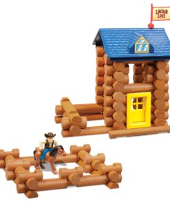 LINCOLN LOGS-Horseshoe Hill Station-83 Pieces-Real Wood Logs - Ages 3+ - Best Retro Building Gift Set for Boys/Girls – Creative Construction Engineering – Top Blocks Game Kit - Preschool Education Toy 21 71R50Rj LFL