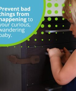 Adjustable & Reusable Child Safety Cabinet Locks & Latches, Baby Proofing Door Window, Cabinet, Toilet, & Refrigerator Lock, Child Safety Strap Locks with Adhesive Pads, Pack of 6, Brown - Wonderkid 29 71R59nEjMrL 1