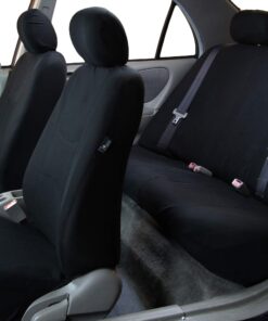 FH Group Car Seat Covers Full Set Cloth - Universal Fit Automotive Seat Covers, Low Back Front Seat Covers, Solid Back Seat Cover, Washable Car Seat Cover For SUV, Sedan And Van Black BLACK Seat Covers 39 71R6JGldSyL