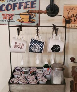 Benzara BM177866 Rustic Galvanized Metal Crockery Holder with Cup Hooks, Gray 37 71R7OnDz7TL